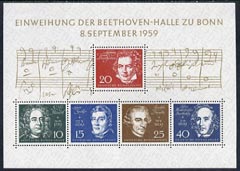Germany - West 1959 Inauguration of Bethoven Hall, m/sheet, very lightly mounted SG MS 1233a