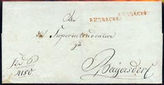 Germany 1810c cover to Bayersdorf showing double strike of str line 'ANSBACHR' h/stamp in red, fine