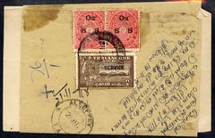 Indian States - Travancore 1918 wrapper bearing various Official stamps