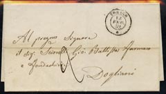 Italy 1852 pre stamp entire with TORINO date stamp