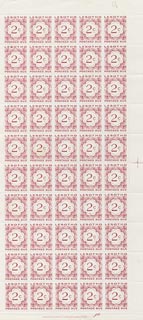 Lesotho 1967 Postage Dues 2c brown-rose complete unmounted mint pane of 50, SG D14
