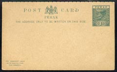 Malaya - Perak 1895c 1c + 1c (Tiger) rely paid card intact and clean