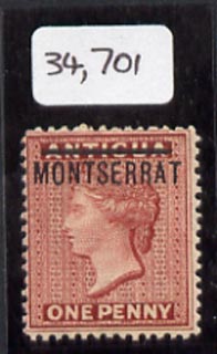 Montserrat 1884 opt on QV 1d of Antigua, mounted mint example from position 20 showing 'fresh entry' with 1991 BPA certificate, SG8
