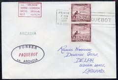 Nauru used in Perth (Western Australia) 1968 Paquebot cover to England carried on SS Arcadia with various paquebot and ships cachets