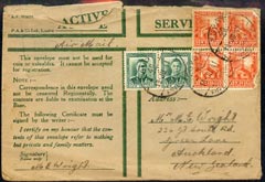 New Zealand 1941 On Active Service Airmail Cover showing 9d rate (roughly opened)