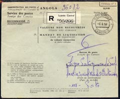 Portugal -Angola 1956 pre-printed registered cover to Porto