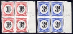 South West Africa 1960 Postage Due set of 2 in unmounted mint blocks of 4, SG D55-56