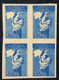 Turkey 1966 Child Welfare 50k imperf proof block of 4 with red omitted printed on ungummed paper