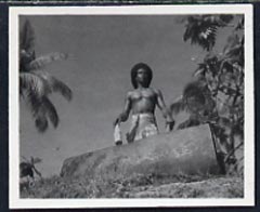 Fiji 1951 Fijian Beating Lali B&W photograph (2.5 x 2.0 in) as sumitted by the government as suggestion for a new stamp issue, with official h/stamp on reverse