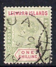 Leeward Islands 1890 QV 1s with Antigua,cds cancel SG7