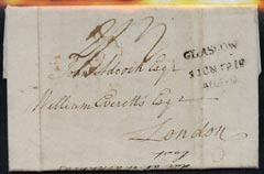 GB Great Britain 1812 pre-stamp Entire to London rated 2/2 with Glasgow/1 Jun 1812 in black, fine