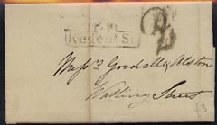 GB Great Britain 1828 pre stamp entire with boxed Regent St