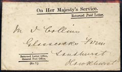 GB Great Britain 1872 Return Paid OHMS cover