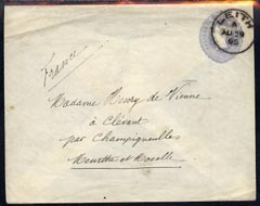 GB Great Britain 1895 QV 2.5d p/stat envelope to France with fine Leith cds, Moselle b/stamp