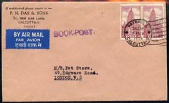 India 1954 Air Mail cover to London endorsed 'Book Post'