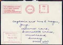 GB Great Britain 1985 cover from Commander in Chief, Naval Home Command, Portsmouth (Military Mail)