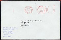 GB Great Britain 1973 Official cover from Chaplain of the Fleet, Ministry of Defence, nice emblem on reverse (Military Mail)