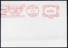 Switzerland 1963 Proof of meter mark for Bern 26 (showing railway wagon wheel) value expressed as 0000