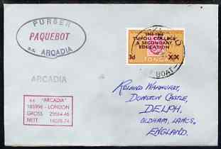 Tonga used in Auckland (New Zealand) 1968 Paquebot cover to England carried on SS Arcadia with various paquebot and ships cachets