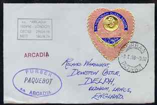 Tonga used in Durban (South Africa) 1968 Paquebot cover to England carried on SS Arcadia with various paquebot and ships cachets