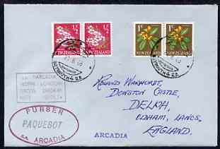 New Zealand used in Beirut (Lebanon) 1968 Paquebot cover to England carried on SS Arcadia with various paquebot and ships cachets