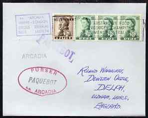 Fiji used in Melbourne (Victoria) 1968 Paquebot cover to England carried on SS Arcadia with various paquebot and ships cachets