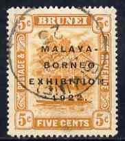 Brunei 1922 Malaya-Borneo Exhibition 5c fine used with 'rounded E' variety, SG55var