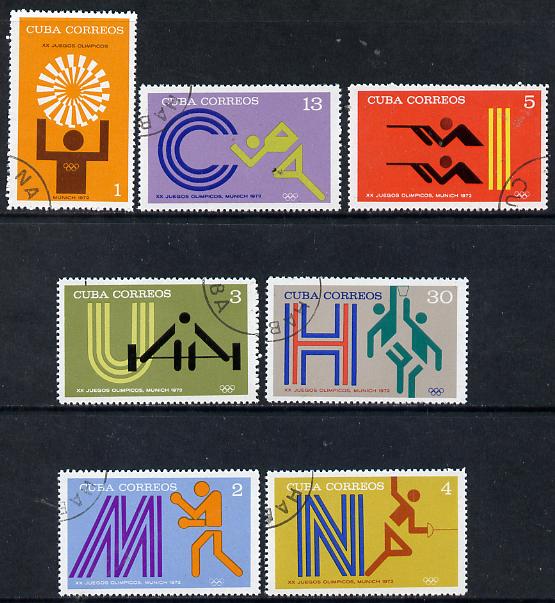 Cuba 1972 Olympic Games, Munich cto set of 7, SG 1947-53*