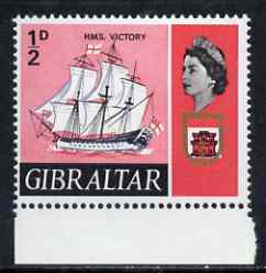 Gibraltar 1967-69 HMS Victory 1/2d unmounted mint single with upward shift of gold