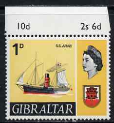 Gibraltar 1967-69 SS Arab 1d unmounted mint single with upward shift of grey