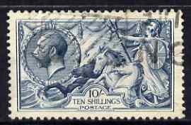 GB Great Britain 1918-19 KG5 BW 10s Seahorse well centred, good perfs and light cancel but closed tear at right, cat £160 as fine