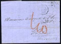 France 1865 entire to Wholen, Switzerland