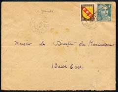 France 1949 used in Guadeloupe, cover bearing 1946 Arms 50c & 1947 4f tied by & alongside 'LA DESIRARE/GUADELOUPE' cds's, addressed to Mousieur de Directeur du Parilaillement, Basse