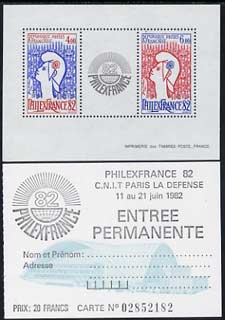 France 1982 'Philexfrance 82' (4th issue) perf m/sheet unmounted mint SG MS 2539 (plus entrance ticket)