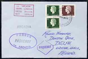 Canada used in Sydney (New South Wales) 1968 Paquebot cover to England carried on SS Arcadia with various paquebot and ships cachets