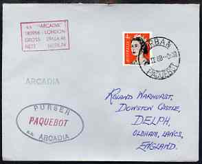 Australia used in Durban (South Africa) 1968 Paquebot cover to England carried on SS Arcadia with various paquebot and ships cachets