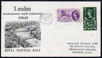 GB Great Britain 1960 General Letter Office set of 2 on illustrated cover with special Stamp Exhibition cancel of 9 July (typed address)