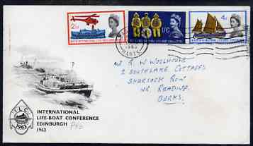 GB Great Britain 1963 Lifeboat (phos) set of 3 on illustrated cover (not first day) with hand-written address