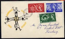GB Great Britain 1957 Scouts set of 3 on illustrated cover with Sutton Coldfield first day slogan cancel, hand written address, 