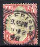 GB Great Britain 1887 QV Jubilee 4.5d with squared-circle cancel, SG206
