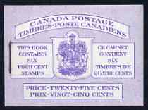 Canada 1955 Booklet 25c violet bi-lingual cover (QEII) usual rusting around staple SG SB54
