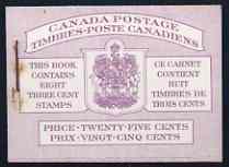 Canada 1953 Booklet 25c purple bi-lingual cover (QEII) usual rusting around staple SG SB50a
