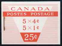 Canada 1956 Booklet 25c red cover slight rusting around staple SG SB55