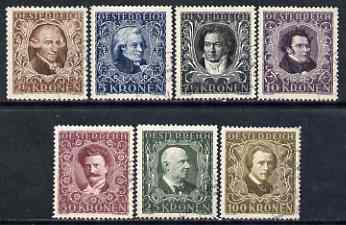 Austria 1922 Musician's Fund set of 7 fine used, SG 519-25 cat £49+