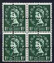 GB Great Britain 1952-67 Wilding 1.5d mounted mint block of 4 with double perfs, interesting forgery