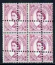 GB Great Britain 1952-67 Wilding 6d mounted mint block of 4 with double perfs, interesting forgery
