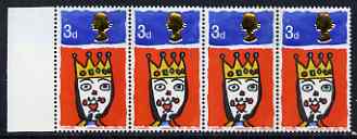 GB Great Britain 1966 Christmas 1966 3d strip of 4 with gold head shifted to left (plus normal strip) both unmounted mint