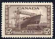 Canada 1942-48 KG6 War Effort 20c (Launching of Corvette) mtd mint SG 386