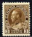 Canada 1911-22 KG5 3c brown mtd mint SG 204/5
