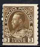 Canada 1912-21 KG5 3c brown imperf x perf 8 mtd mint SG 224